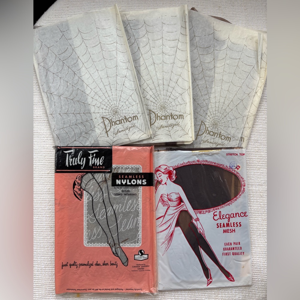 5 Pairs Vintage Nylons Phantom and Truly Fine Brand.